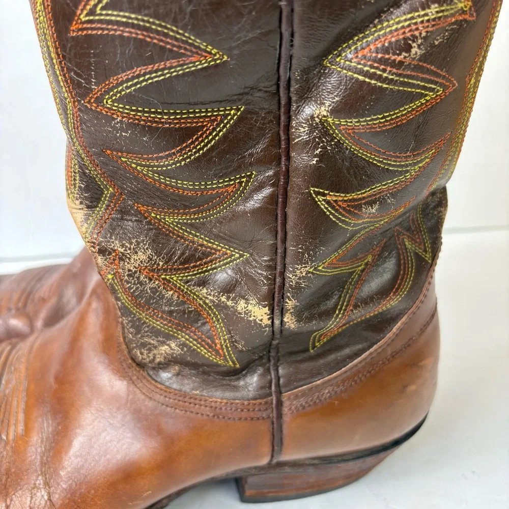 Vintage 1970s 1980s Nocona Cowboy Boots Brown Mens Size 9E 4782